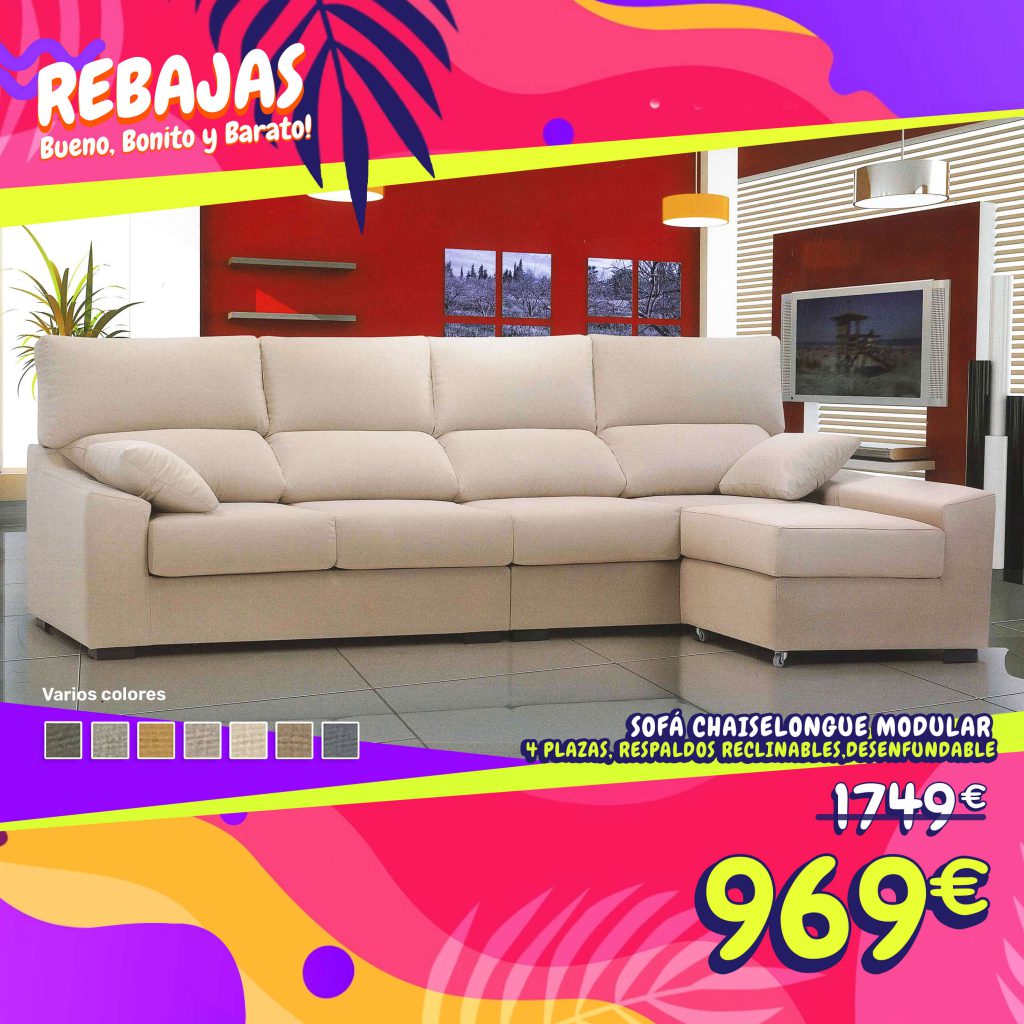 RebajasdeVerano Promo banner sofa chaise longue modular Bravo web | La Tienda 3Bs