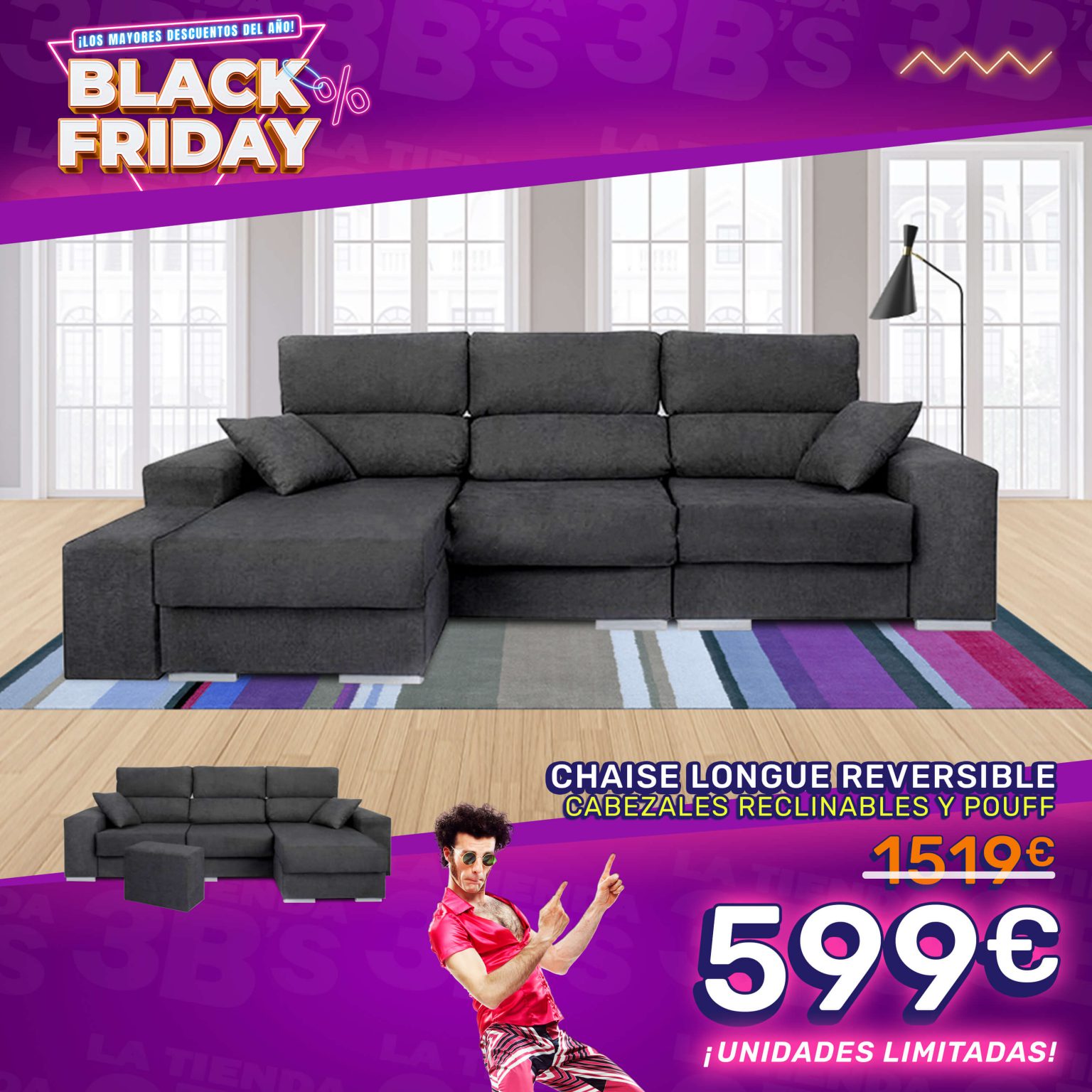 BlackFriday2022 Promo sofa chaiselongue port de palma web | La Tienda 3Bs
